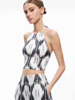 Alice and Olivia ASH TIE NECK HALTER TOP CLASSIC IKAT*CLOTHING
