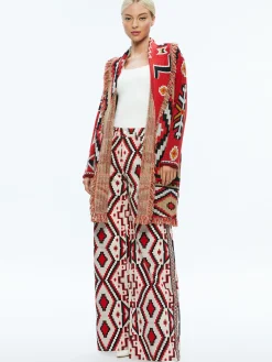 Alice and Olivia ASTRID LONG CARDIGAN BRIGHT RUBY COMBO*CLOTHING