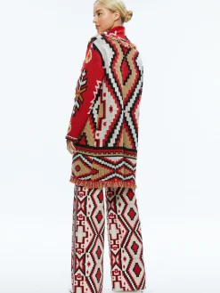 Alice and Olivia ASTRID LONG CARDIGAN BRIGHT RUBY COMBO*CLOTHING