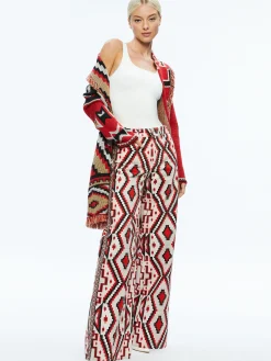 Alice and Olivia ASTRID LONG CARDIGAN BRIGHT RUBY COMBO*CLOTHING