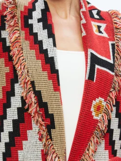 Alice and Olivia ASTRID LONG CARDIGAN BRIGHT RUBY COMBO*CLOTHING