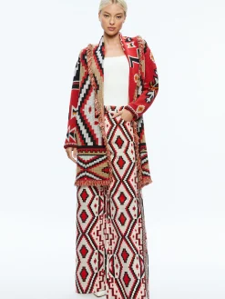 Alice and Olivia ASTRID LONG CARDIGAN BRIGHT RUBY COMBO*CLOTHING