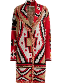 Alice and Olivia ASTRID LONG CARDIGAN BRIGHT RUBY COMBO*CLOTHING
