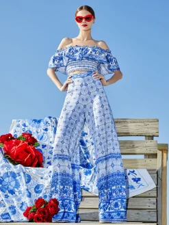 Alice and Olivia ATHENA WIDE LEG PANT GREEK TILE*CLOTHING