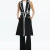 Alice and Olivia AUBREY LONG TRENCH VEST BLACK/OFF WHITE*FEATURED SHOPS | FEATURED SHOPS | CLOTHING