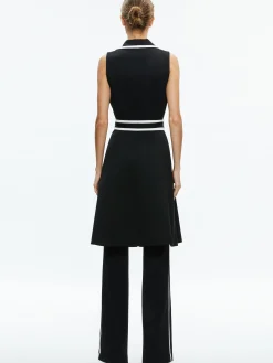 Alice and Olivia AUBREY LONG TRENCH VEST BLACK/OFF WHITE*FEATURED SHOPS | FEATURED SHOPS | CLOTHING