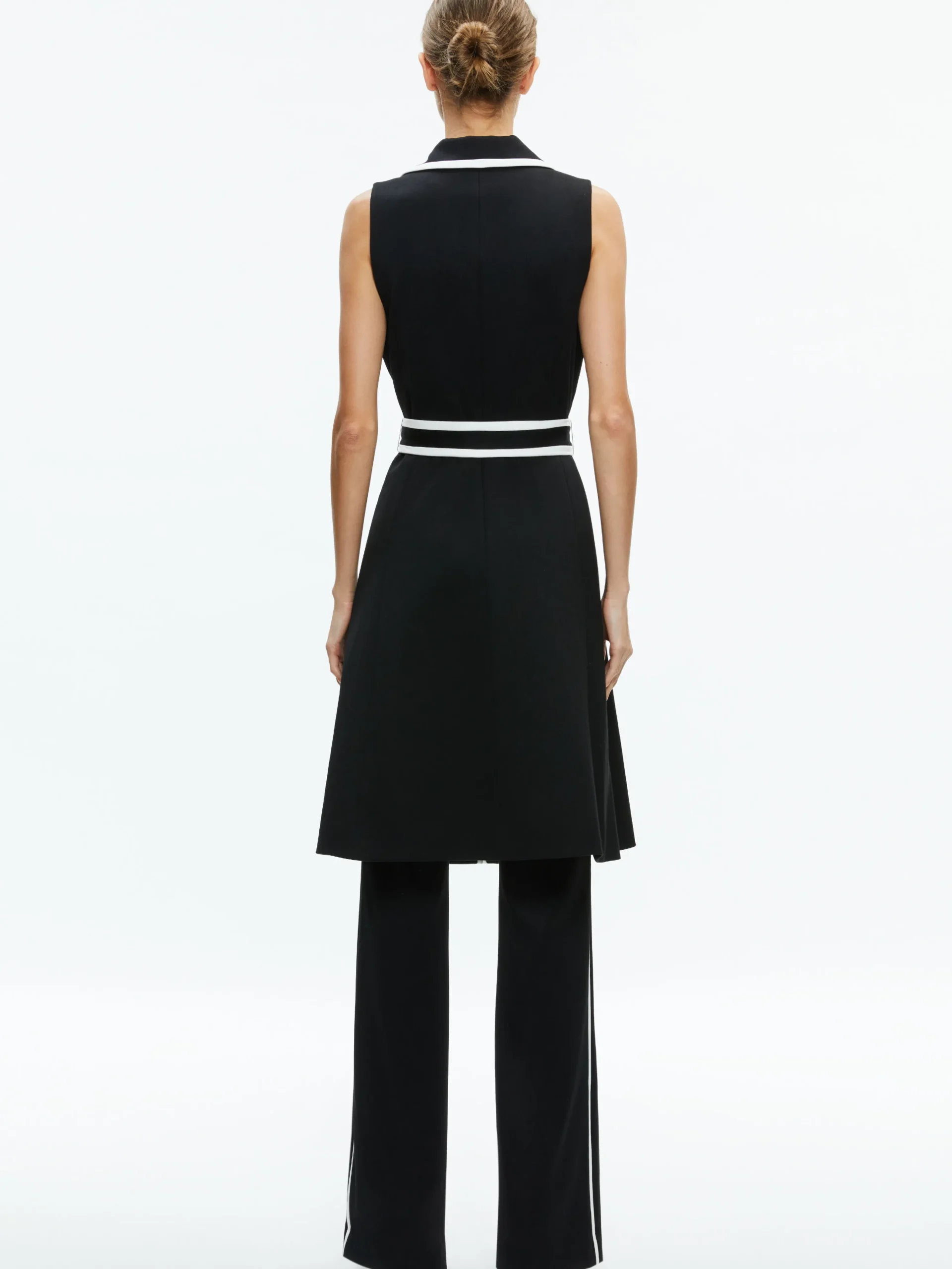 Alice and Olivia AUBREY LONG TRENCH VEST BLACK/OFF WHITE*FEATURED SHOPS | FEATURED SHOPS | CLOTHING