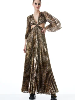 Alice and Olivia BAHAMA V-NECK CUT OUT MAXI DRESS SPOTTED LEOPARD*DRESSES | CLOTHING