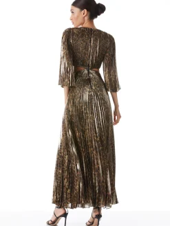 Alice and Olivia BAHAMA V-NECK CUT OUT MAXI DRESS SPOTTED LEOPARD*DRESSES | CLOTHING