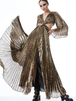 Alice and Olivia BAHAMA V-NECK CUT OUT MAXI DRESS SPOTTED LEOPARD*DRESSES | CLOTHING