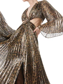 Alice and Olivia BAHAMA V-NECK CUT OUT MAXI DRESS SPOTTED LEOPARD*DRESSES | CLOTHING