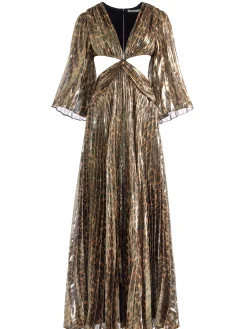 Alice and Olivia BAHAMA V-NECK CUT OUT MAXI DRESS SPOTTED LEOPARD*DRESSES | CLOTHING