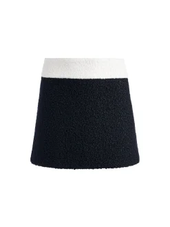 Alice and Olivia BAILEY FUZZY KNIT MINI SKIRT BLACK/ECRU*CLOTHING