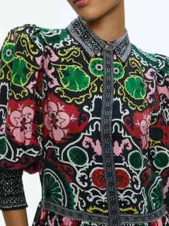 Alice and Olivia BERTHA BLOUSON SLEEVE MINI DRESS MONARCH BLACK SMALL*DRESSES | CLOTHING