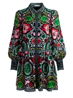 Alice and Olivia BERTHA BLOUSON SLEEVE MINI DRESS MONARCH BLACK SMALL*DRESSES | CLOTHING