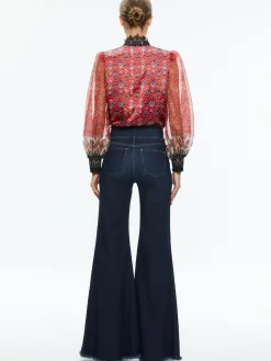 Alice and Olivia BETTINA BLOUSON SLEEVE TOP ALLURE MEDALLION*CLOTHING