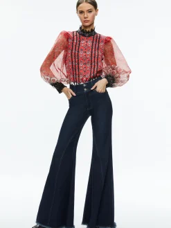 Alice and Olivia BETTINA BLOUSON SLEEVE TOP ALLURE MEDALLION*CLOTHING