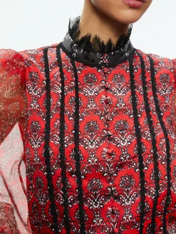 Alice and Olivia BETTINA BLOUSON SLEEVE TOP ALLURE MEDALLION*CLOTHING