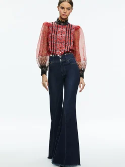 Alice and Olivia BETTINA BLOUSON SLEEVE TOP ALLURE MEDALLION*CLOTHING