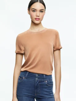 Alice and Olivia BRADEN DROP SHOULDER TEE CAMEL*FEATURED SHOPS | CLOTHING