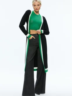 Alice and Olivia BRADFORD CARDIGAN BLACK/LIGHT EMERALD/ECRU*FEATURED SHOPS | CLOTHING