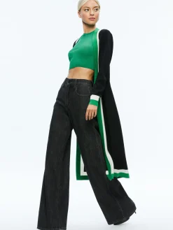 Alice and Olivia BRADFORD CARDIGAN BLACK/LIGHT EMERALD/ECRU*FEATURED SHOPS | CLOTHING