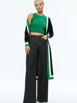 Alice and Olivia BRADFORD CARDIGAN BLACK/LIGHT EMERALD/ECRU*FEATURED SHOPS | CLOTHING