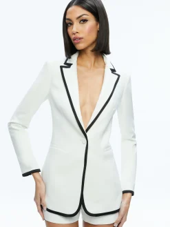 Alice and Olivia BREANN CONTRAST TRIM BLAZER OFF WHITE/BLACK*FEATURED SHOPS | FEATURED SHOPS | CLOTHING | CLOTHING