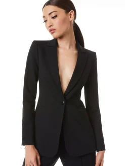 Alice and Olivia BREANN LONG FITTED BLAZER BLACK*FEATURED SHOPS | FEATURED SHOPS | CLOTHING