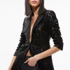 Alice and Olivia BREANN SEQUIN FITTED BLAZER BLACK*CLOTHING