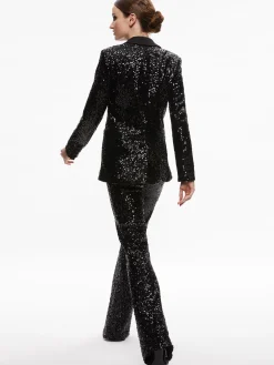 Alice and Olivia BREANN SEQUIN FITTED BLAZER BLACK*CLOTHING