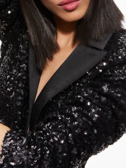 Alice and Olivia BREANN SEQUIN FITTED BLAZER BLACK*CLOTHING