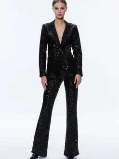 Alice and Olivia BREANN SEQUIN FITTED BLAZER + LARA SEQUIN BOOTCUT PANT *CLOTHING