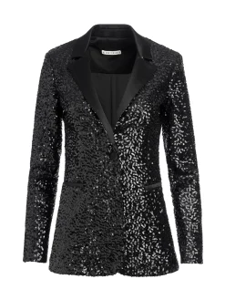 Alice and Olivia BREANN SEQUIN FITTED BLAZER BLACK*CLOTHING
