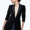 Alice and Olivia BREANN VELVET COMBINATION BLAZER BLACK*CLOTHING | CLOTHING