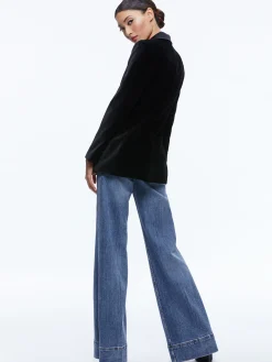 Alice and Olivia BREANN VELVET COMBINATION BLAZER BLACK*CLOTHING | CLOTHING