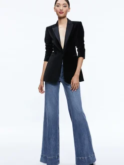 Alice and Olivia BREANN VELVET COMBINATION BLAZER BLACK*CLOTHING | CLOTHING