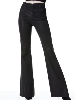 Alice and Olivia BRENT HIGH WAISTED LEATHER BELL PANT BLACK*FEATURED SHOPS | CLOTHING