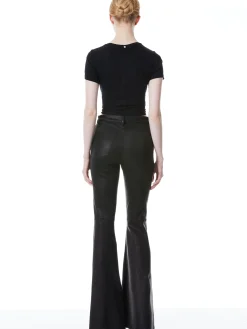 Alice and Olivia BRENT HIGH WAISTED LEATHER BELL PANT BLACK*FEATURED SHOPS | CLOTHING
