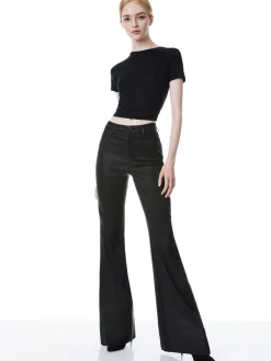 Alice and Olivia BRENT HIGH WAISTED LEATHER BELL PANT BLACK*FEATURED SHOPS | CLOTHING