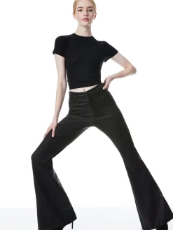 Alice and Olivia BRENT HIGH WAISTED LEATHER BELL PANT BLACK*FEATURED SHOPS | CLOTHING