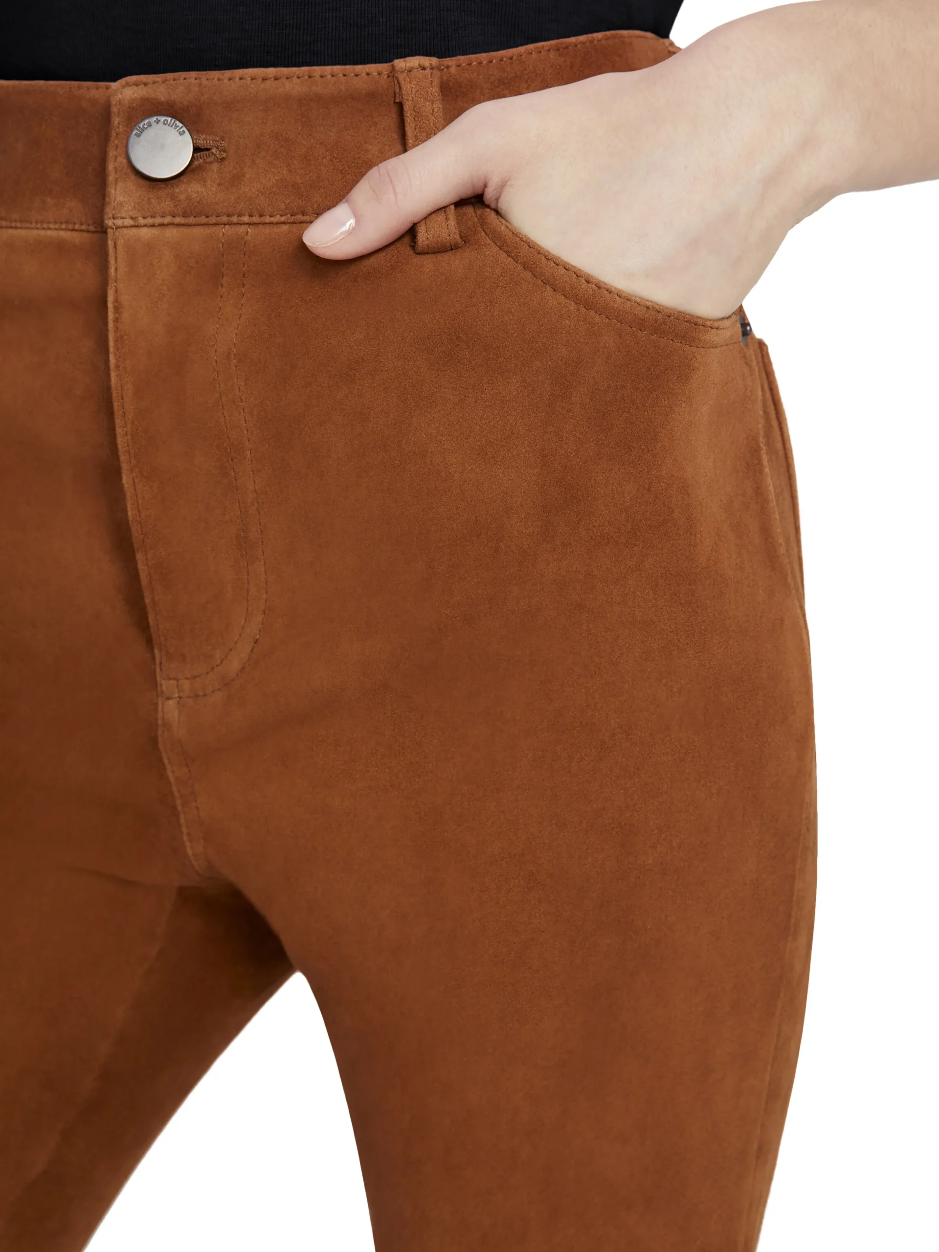 Alice and Olivia BRENT HIGH WAISTED SUEDE PANT CAMEL*FEATURED SHOPS | CLOTHING