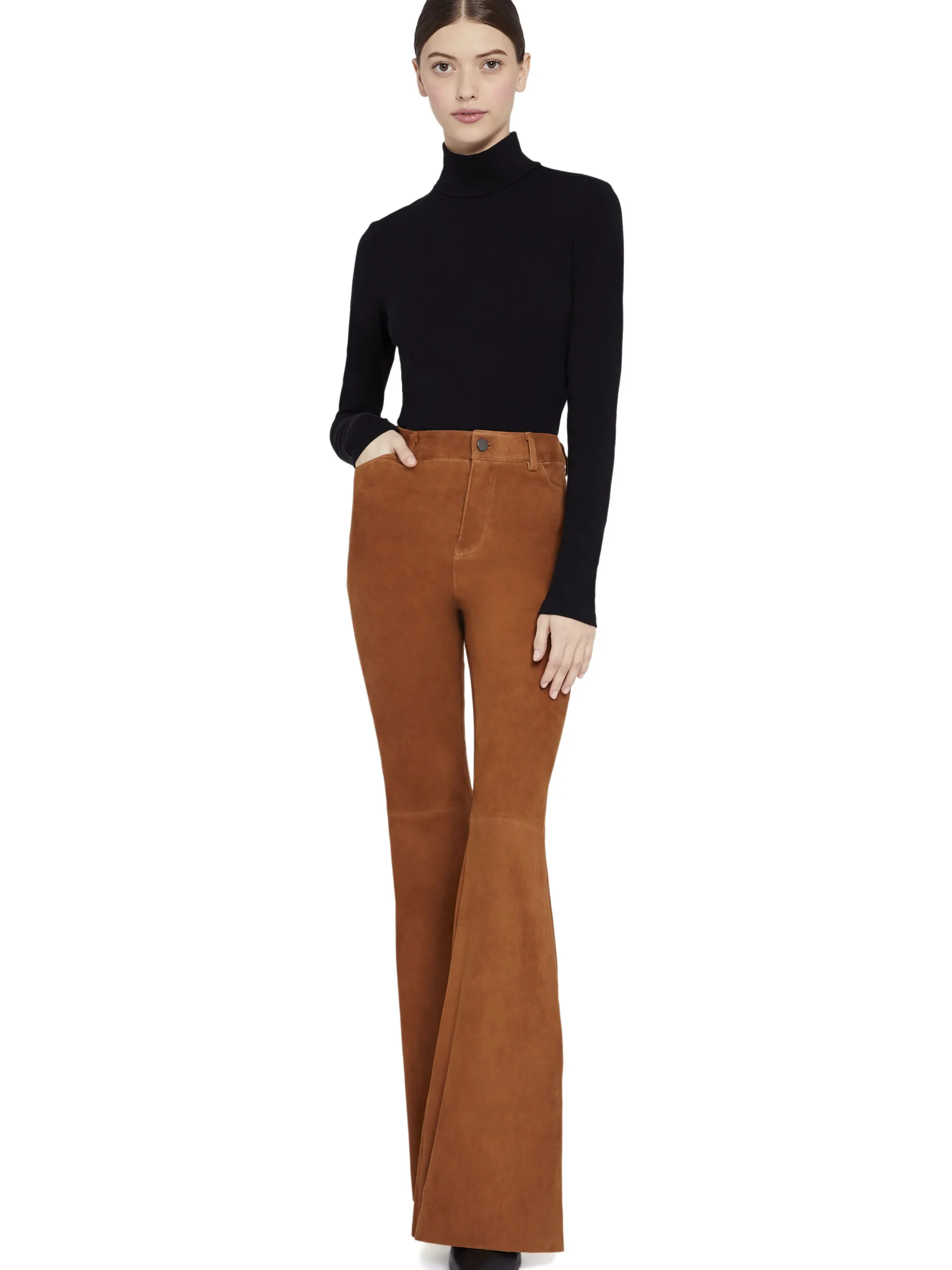 Alice and Olivia BRENT HIGH WAISTED SUEDE PANT CAMEL*FEATURED SHOPS | CLOTHING
