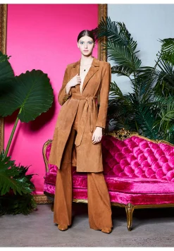 Alice and Olivia BRENT HIGH WAISTED SUEDE PANT CAMEL*FEATURED SHOPS | CLOTHING