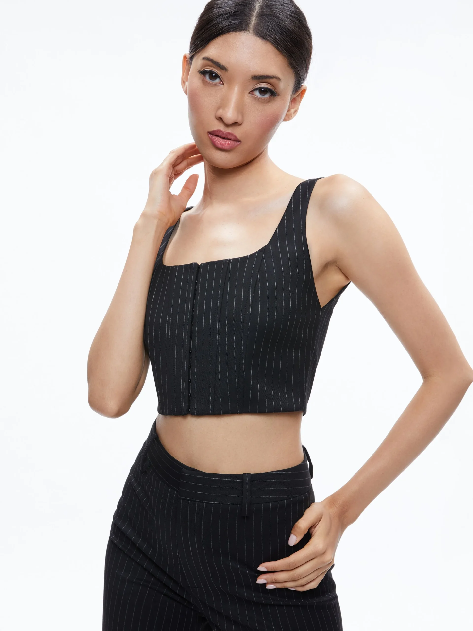 Alice and Olivia BRESLIN CORSET TOP BLACK PINSTRIPE*FEATURED SHOPS | CLOTHING | CLOTHING