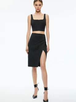 Alice and Olivia BRESLIN CORSET TOP + SIOBHAN FRONT WRAP MIDI SKIRT *CLOTHING