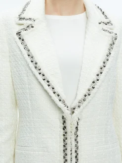 Alice and Olivia BRET EMBELLISHED LONG BLAZER OFF WHITE*FEATURED SHOPS | FEATURED SHOPS | CLOTHING