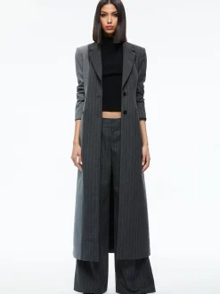 Alice and Olivia BRET LONG BLAZER GREY/CHARCOAL PINSTRIPE*FEATURED SHOPS | CLOTHING