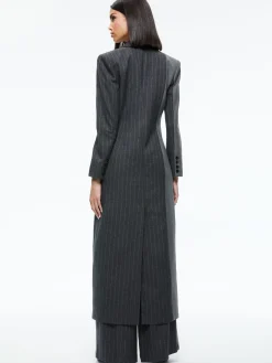 Alice and Olivia BRET LONG BLAZER GREY/CHARCOAL PINSTRIPE*FEATURED SHOPS | CLOTHING