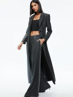 Alice and Olivia BRET LONG BLAZER GREY/CHARCOAL PINSTRIPE*FEATURED SHOPS | CLOTHING